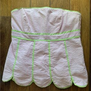 Lilly Pulitzer Pink and Green Seersucker Strapless Top